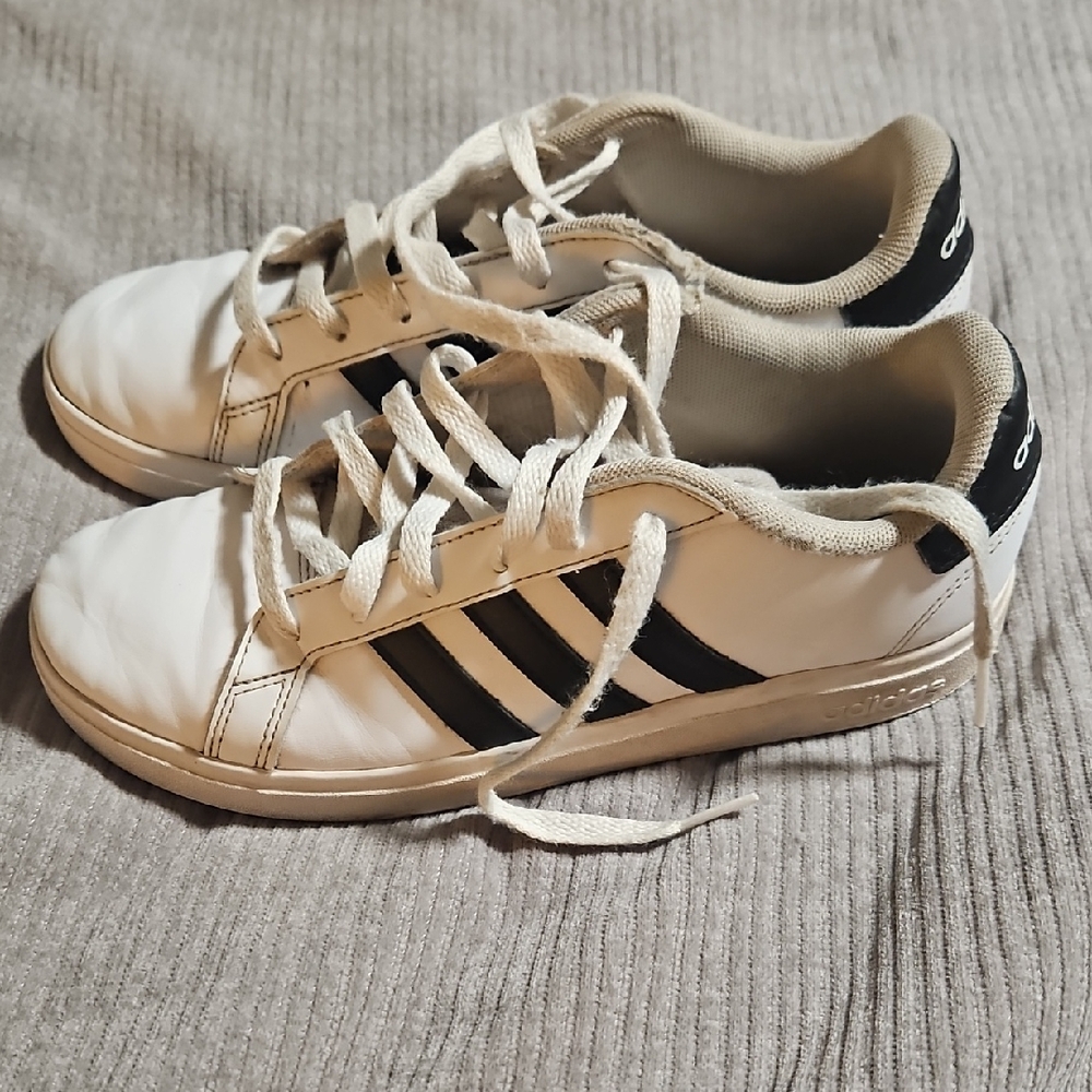Adidas Classic White and Black Striped Sneakers